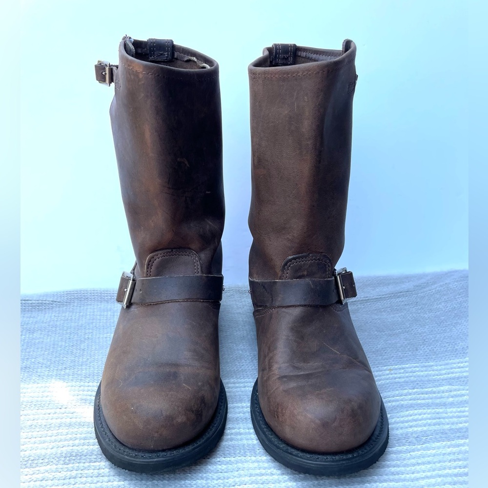 Frye Brown Leather Combat Boots - Picture 3 of 6